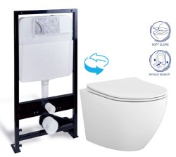 PRIM předstěnový instalační systém bez tlačítka+ WC CERSANIT DESSE VORTEX /VÍROVÉ SPLACH/  + SEDÁTKO (PRIM_20/0026 X ES1)