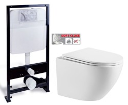 PRIM předstěnový instalační systém bez tlačítka+ WC INVENA LIMNOS /VÍROVÉ SPLACH/ WITH SOFT, včetně soft/close sedátka (PRIM_20/0026 X LI1)