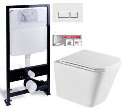 PRIM - předstěnový instalační systém s bílým  tlačítkem  20/0042+ WC INVENA FLORINA WITH SOFT, včetně soft/close sedátka (PRIM_20/0026 42 FL1)