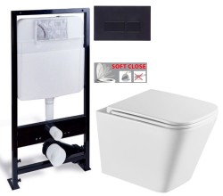 PRIM předstěnový instalační systém s černým tlačítkem  20/0044+ WC INVENA FLORINA /VÍROVÉ SPLACH/ WITH SOFT, včetně soft/close sedátka (PRIM_20/0026 44 FL1)