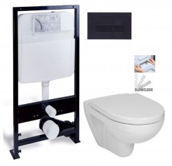 PRIM předstěnový instalační systém s černým tlačítkem  20/0044 + WC JIKA LYRA PLUS + SEDÁTKO DURAPLAST SLOWCLOSE (PRIM_20/0026 44 LY5)