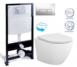 PRIM - Předstěnový instalační systém s chromovým tlačítkem  20/0041+ WC CERSANIT DESSE VORTEX + SEDÁTKO (PRIM_20/0026 41 ES1)