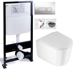 PRIM předstěnový instalační systém s chromovým tlačítkem  20/0041 + WC DEANTE Jasmin se sedátkem RIMLESS /VÍROVÉ SPLACH/ (PRIM_20/0026 41 JA1)