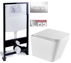 PRIM předstěnový instalační systém s chromovým tlačítkem  20/0041+ WC INVENA FLORINA /VÍROVÉ SPLACH/ WITH SOFT, včetně soft/close sedátka (PRIM_20/0026 41 FL1)