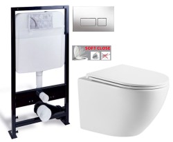 PRIM předstěnový instalační systém s chromovým tlačítkem  20/0041+ WC INVENA LIMNOS /VÍROVÉ SPLACH/ WITH SOFT, včetně soft/close sedátka (PRIM_20/0026 41 LI1)