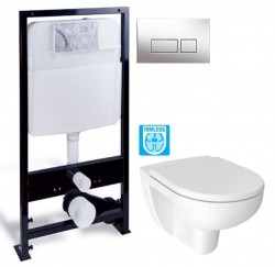 PRIM předstěnový instalační systém s chromovým tlačítkem  20/0041 + WC JIKA LYRA PLUS RIMLESS + SEDÁTKO DURAPLAST (PRIM_20/0026 41 LY1)