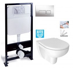 PRIM předstěnový instalační systém s chromovým tlačítkem  20/0041 + WC JIKA LYRA PLUS RIMLESS + SEDÁTKO DURAPLAST SLOWCLOSE (PRIM_20/0026 41 LY2)