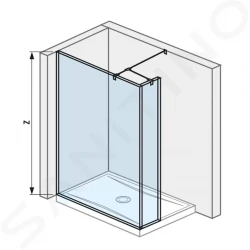 Pure Skleněná stěna boční, 1200x200x2000 mm, s úpravou Jika Perla Glass (H2674260026681)