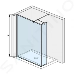 Pure Skleněná stěna boční, 1300x200x2000 mm, s úpravou Jika Perla Glass (H2674270026681)