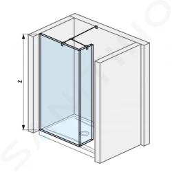 Pure Skleněná stěna boční včetně krátkého skla, 795x200x2000 mm, s úpravou Jika Perla Glass (H2684220026681)