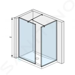 Pure Sprchová stěna Walk in rohová dvoudílná 800x800 mm, se 2 vzpěrami, Jika Perla Glass, čiré sklo (H2684250026681)