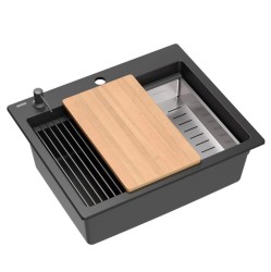 Quadron - Granitový dřez KURT 110 WORKSTATION Black (ZLE-09600)