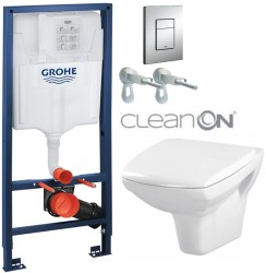 Rapid SL pre závesné WC 38528SET s chrómovou doskou + WC CERSANIT CLEANON CARINA + SEDADLO (38772001 CA1)