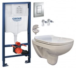 Rapid SL pro závěsné WC 38528SET s chromovou deskou + WC bez oplachového kruhu Edge + SEDÁTKO (38772001 EG1)