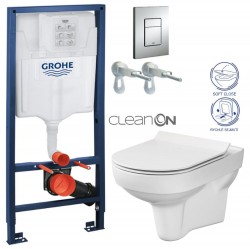 Rapid SL pro závěsné WC 38528SET s chromovou deskou + WC CERSANIT CITY NEW CLEANON + WC SEDÁTKO SLIM (38772001 CI2)