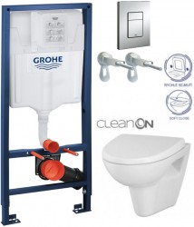 Rapid SL pro závěsné WC 38528SET s chromovou deskou + WC CERSANIT CLEANON PARVA + SEDÁTKO (38772001 PA1)