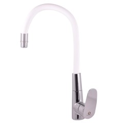 RAV Slezák - AMUR - Dřezová baterie s flexibilním ramínkem, Chrom/Bílá, 3,8