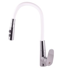 RAV Slezák - AMUR - Dřezová baterie s flexibilním ramínkem, Chrom/Bílá, 3,8