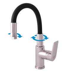 RAV Slezák - COLORADO - Umyvadlová baterie s flexibilním ramínkem bez výpusti, Chrom/Černá, 3,8