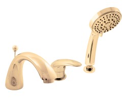 RAV Slezák - DUNAJ - Vanová baterie 3-otvorová, vodopád, Zlatá lesklá, ZLATÁ - lesklá, 3,8