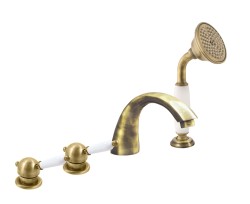 RAV Slezák - LABE - Vanová baterie 4-otvorová, Stará mosaz (Bronz), 1/2
