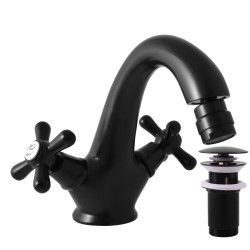 RAV Slezák - MORAVA RETRO - Bidetová baterie s výpustí, Černá matná, 3,8