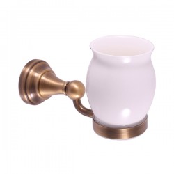 RAV Slezák - MORAVA RETRO - Koupelnový doplněk Držák kartáčků keramický, Stará mosaz (Bronz) MKA0201SM (MKA0201SM)