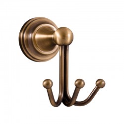 RAV Slezák - MORAVA RETRO - Koupelnový doplněk Věšáček trojitý, Stará mosaz (Bronz) MKA0105SM (MKA0105SM)