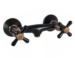 RAV Slezák - MORAVA RETRO - Sprchová baterie, Černá matná/Stará mosaz (Bronz), 150 mm (MK180.5CMATSM)