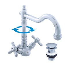 RAV Slezák - MORAVA RETRO - Umyvadlová baterie s výpustí, Chrom, 3,8