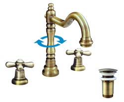 RAV Slezák - MORAVA RETRO - Umyvadlová baterie s výpustí, Stará mosaz (Bronz), 3,8