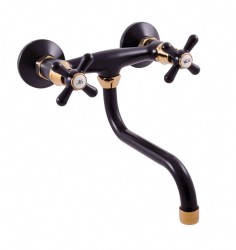 RAV Slezák - MORAVA RETRO - Umyvadlová/dřezová baterie, Černá matná/Zlatá, 100 mm (MK101.0/21CMATZ)
