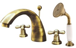 RAV Slezák - MORAVA RETRO - Vanová baterie 4-otvorová, Stará mosaz (Bronz), 1/2