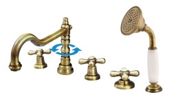 RAV Slezák - MORAVA RETRO - Vanová baterie 5-otvorová, Stará mosaz (Bronz), 3,8