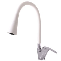 RAV Slezák - SÁZAVA - Dřezová baterie s flexibilním ramínkem, Bílá/Chrom, 3,8