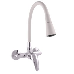 RAV Slezák - SÁZAVA - Umyvadlová/dřezová baterie s flexibilním ramínkem, Chrom/Šedá, 100 mm, (SA302.0/13S)