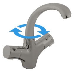 RAV Slezák - TERMOSTATICKÁ - Umyvadlová baterie bez výpusti, Metal Grey - kartáčovaná, 3,8