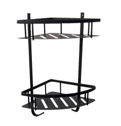 RAV Slezák - YUKON - Koupelnový doplněk Polička rohová, dvojitá, Černá - matná YUA0800CMAT (YUA0800CMAT)