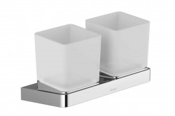 RAVAK - 10° Pohárky na kartáčky a pastu s držákem, chrom/sklo (X07P322)