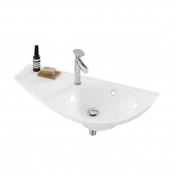 RAVAK - Avocado Umyvadlo 85x45 cm, s přepadem, s otvorem pro baterii, odkládací plocha vlevo, bílá (XJ1L1100000)