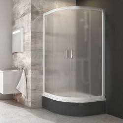 RAVAK - Blix Čtvrtkruhový sprchový kout čtyřdílný BLCP4-90 Sabina, 88-90 cm, bílá/sklo Grape (3B270140ZG)