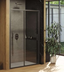 RAVAK - Blix Sprchové dveře Slim BLSDP2-110, 108-111 cm, černá/čiré sklo (X0PMD0300Z1)