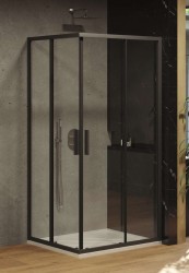 RAVAK - Blix Sprchový kout Slim BLSRV2-90, 90x90 cm, černá/čiré sklo (X1LM70300Z1)