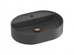 RAVAK - Ceramic Umyvadlo na desku 55x40 cm, s přepadem, otvor pro baterii, antracit (XJX03155001)