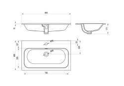 RAVAK - Chrome Slim Umyvadlo 81x49 cm, s přepadem, otvor pro baterii, bílá (XJX01180002)