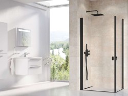 RAVAK - Chrome Sprchové dveře CRV1-90, 90x195 cm, černá/čiré sklo (1QV70301Z1)