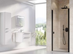 RAVAK - Chrome Sprchové dveře CSD1-90, 90x195 cm, černá/čiré sklo (0QV70300Z1)