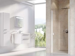 RAVAK - Chrome Sprchové dveře CSD1-90, 90x195 cm, matná bílá/čiré sklo (0QV70E00Z1)