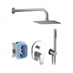 RAVAK - Chrome Sprchový set s baterií pod omítku, s tělesem, 20x20 cm, chrom (X07S014)