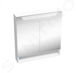 RAVAK - Classic II Zrcadlová skříňka s LED osvětlením, 700x140x760 mm, 2 dvířka, lesklá bílá (X000001470)